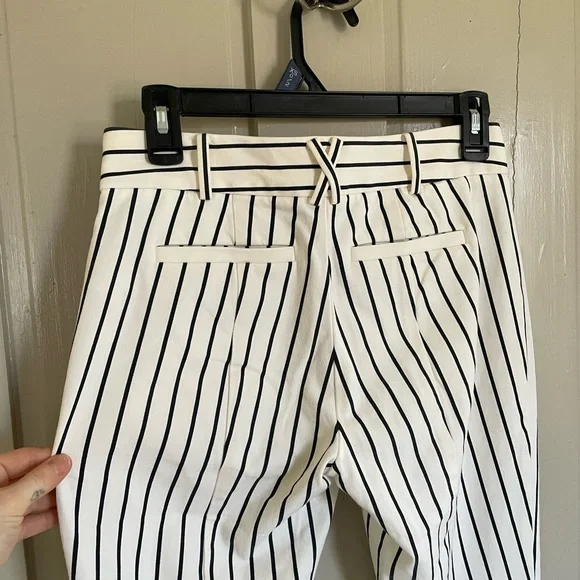 Anthropologie Black and White Striped Skinny Pants Trousers Nautical Cute Comfy - Picture 9 of 9